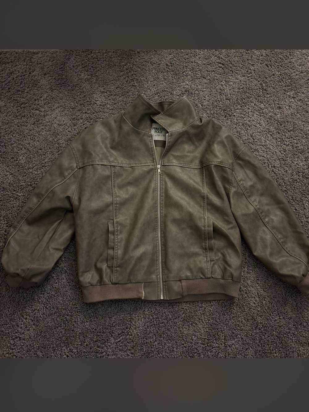 Vintage Olive Bomber Jacket, Princess Polly